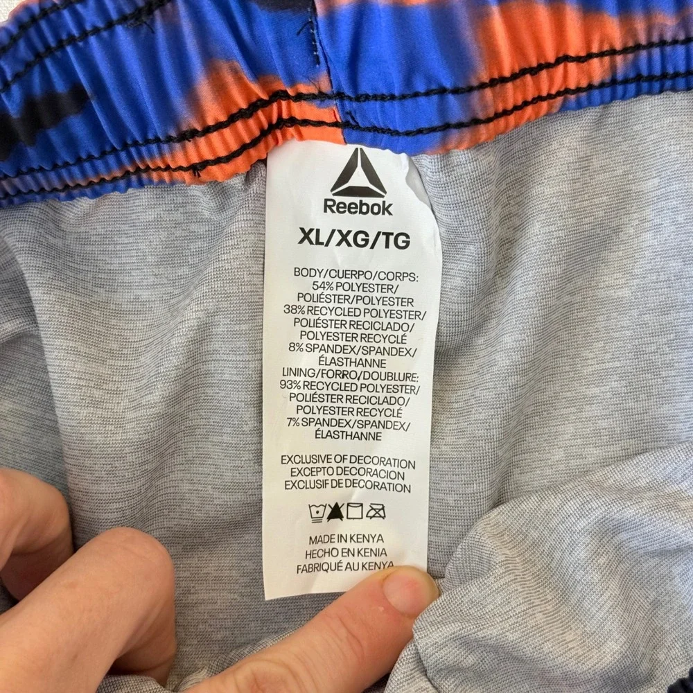Reebok Swim Trunks Mens XL Blue Orange Tie Dye Print 7